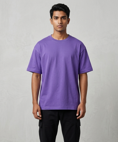 Quirky Crew Essential Solid Lilac Oversized Streetwear Tee