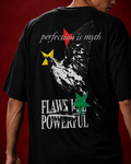 Quirky Crew “Flaws Are Powerful” Back Print Tee – Unisex Oversized Graphic T-Shirt
