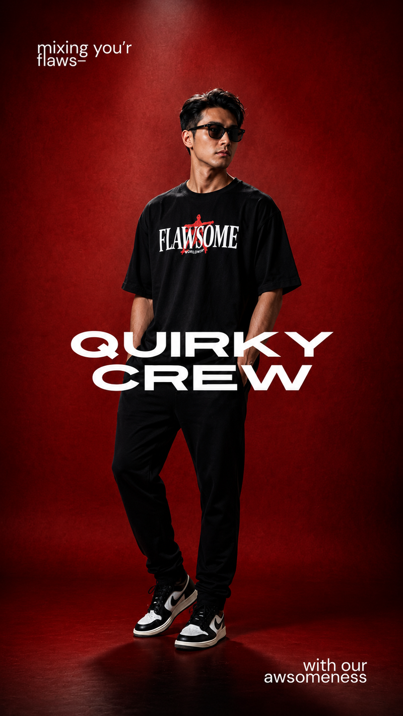 Quirky Crew “Flaws Are Powerful” Back Print Tee – Unisex Oversized Graphic T-Shirt